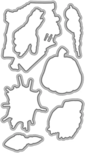 Vista 5 de Juego de sellos transparentes espeluznantes y troqueles de corte de metal con diseño de calavera de calabaza de Halloween con paquete de caja