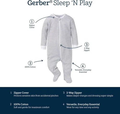 Vista 74 de Gerber Sleep 'n Play - Mamelucos para niños, paquete de 4