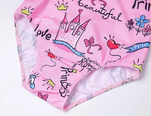Vista 6 de TENVDA Trajes de baño de una pieza para niñas, traje de baño deportivo con cuello halter