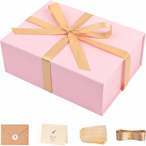 Vista 35 de LIFELUM Square Gift Box with Magnetic Lid, Card, Sticker, Ribbon, Shredded Paper Filler for Business, Wedding, Birthdays