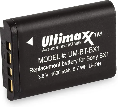 Vista 2 de Ultimaxx Cargador rápido AC/DC para el hogar y viaje con 2 baterías BX1 de larga duración (1600 mAh) para Cyber-Shot DSC-HX95, HX99, HX350, RX1