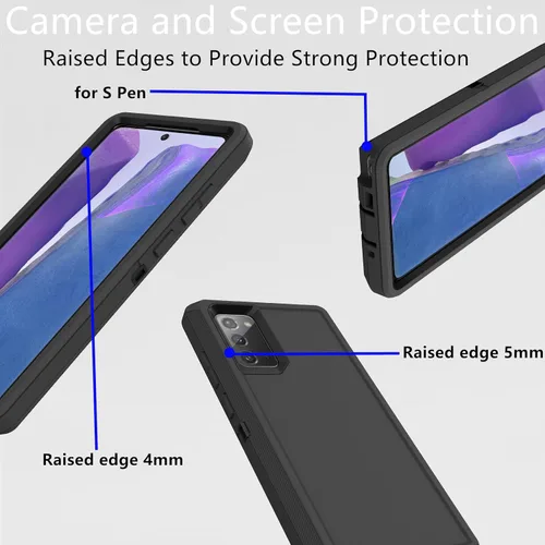 Vista 4 de Funda para Samsung Galaxy Note 20 (no para Note 20 Ultra), resistente funda protectora a prueba de polvo, a prueba de golpes, protección contra Negro