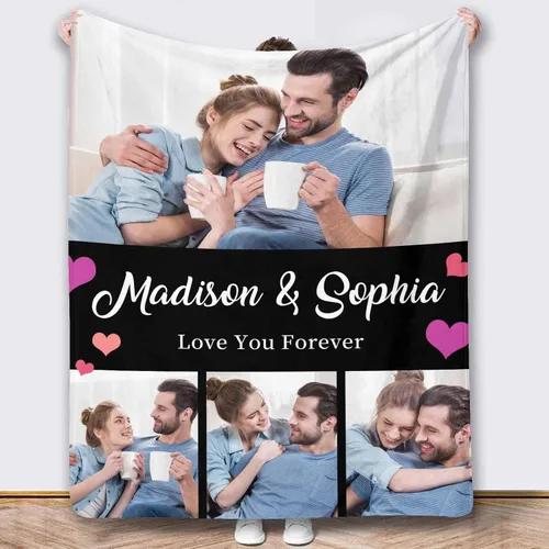 Vista 20 de Mantas de fotos personalizadas, 10 fotos personalizadas, mantas de imagen personalizadas, regalos para hermana, papá, mamá, hija, hijo