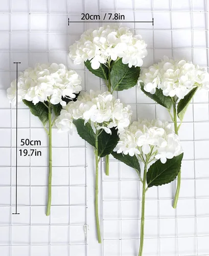 Vista 2 de PARTY JOY 12PCS Ramo de Flores de Seda de Hortensia Artificial de 15.4 Pulgadas, Tallos de Hortensias Artificiales para Centros de Mesa de Boda