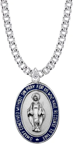 Vista 8 de TrueFaithJewelry Medalla milagrosa con borde esmaltado negro, 7/8 pulgadas