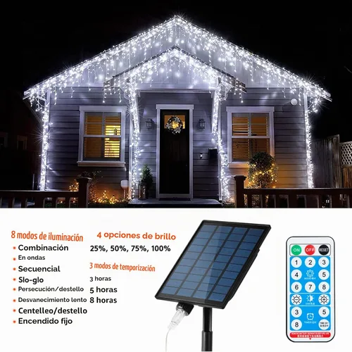 Vista 3 de KiflyTooin Luces Solares de Navidad para Exteriores Impermeables Luces de Cortina para Decoraciones de Navidad 320 LED 29.5 pies 60 Gotas, Luces