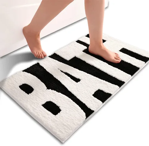 Vista 6 de Alfombras de Baño Beige Lindas Alfombras de Baño Antideslizantes Alfombra de Piso Colorida, Alfombra de Baño Gruesa Suave Peluda Decoración de Baño