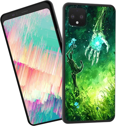 Vista 117 de Funda delgada para Google Pixel 4 XL, funda delgada de silicona de TPU suave a prueba de golpes para Google Pixel 4 XL, gato negro luna estrellada