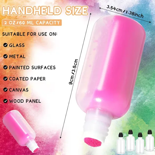 Vista 2 de Patelai 24 botellas vacías de pintura de 2 onzas, prácticas botellas de esponja para pintar con punta de esponja, marcadores de bingo recargables
