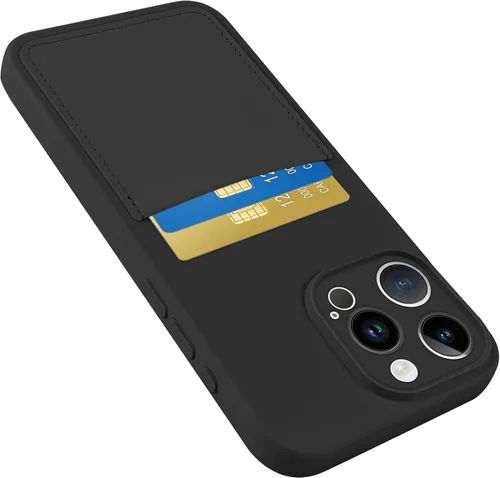 Vista 15 de Funda diseñada para iPhone 15 Pro con tarjetero para mujeres y hombres, cubierta de silicona suave [forro de microfibra], protección completa