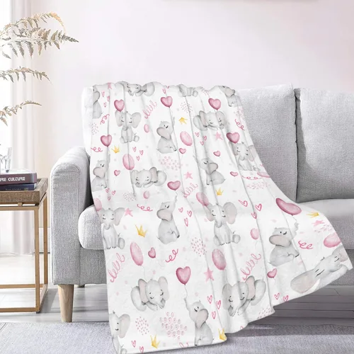 Vista 9 de Manta de elefante con globos, manta de franela súper suave y ligera para niños, adultos, adecuada para sofá, cama, campamento, viajes, todas