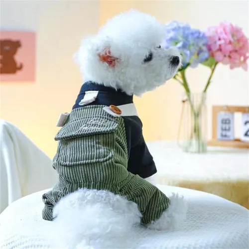 Vista 23 de Ropa de verano para cachorros, camisa para perros pequeños, overol para perros pequeños, ropa de verano para mascotas, overol con peto, pantalones