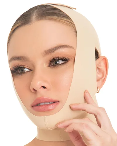 Vista 5 de M&D Correa de Adelgazamiento Facial con Compresión Lipósica para la Barba Postquirúrgica Beige S