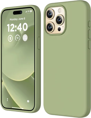 Vista 27 de Funda compatible con iPhone 15 Pro, funda de silicona líquida, funda protectora de cuerpo completo a prueba de golpes, funda delgada para teléfono