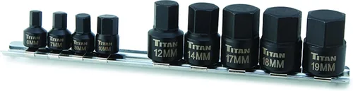 Vista 4 de Titan 44101 Juego de llaves de vaso hexagonal de 3/4 pulgadas con núcleo de torsión SAE Impact Jumbo (4 piezas)