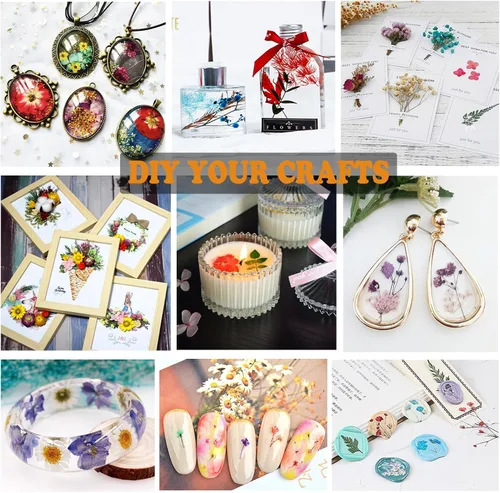 Vista 7 de 99 piezas de flores prensadas y mariposas para moldes de resina, hojas de flores naturales assortidas para pegatinas de arte DIY, manualidades