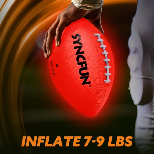 Vista 5 de SYNCFUN Fútbol que brilla en la oscuridad para niños, fútbol iluminado para juegos nocturnos de deportes al aire libre, pelota roja brillante