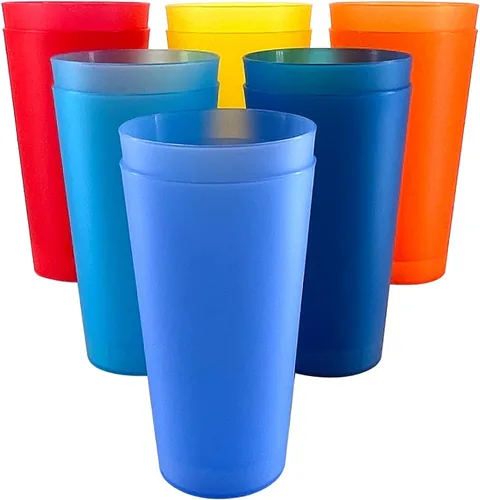 Vista 10 de AOYITE Juego de 12 vasos reutilizables de plástico de 22 onzas, sin BPA Color del arco iris