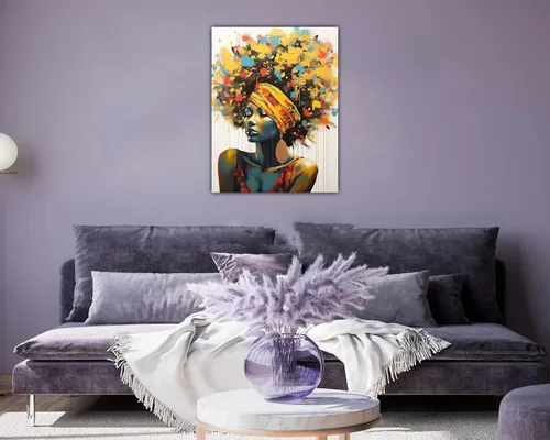 Vista 249 de Arte de pared afroamericano, decoración de rey y reina bailarín negro para sala de estar, arte de pareja de amor negro para dormitorio, lienzo