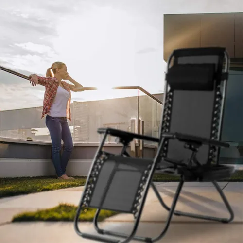 Vista 4 de FDW Zero Gravity - Juego de 2 sillas de césped con almohada y soporte para tazas, sillas plegables reclinables ajustables para exteriores, terraza