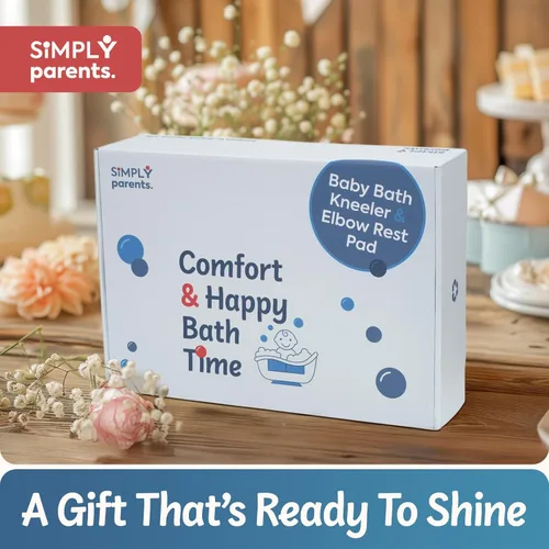 Vista 3 de Simply Parents Cómodo juego de rodilleras y coderas para el baño del bebé, almohadilla antideslizante de secado rápido para bañar al bebé