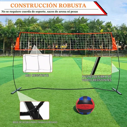 Vista 4 de Zdgao Red de voleibol portátil de 12 pies/18 pies con sistema de postes