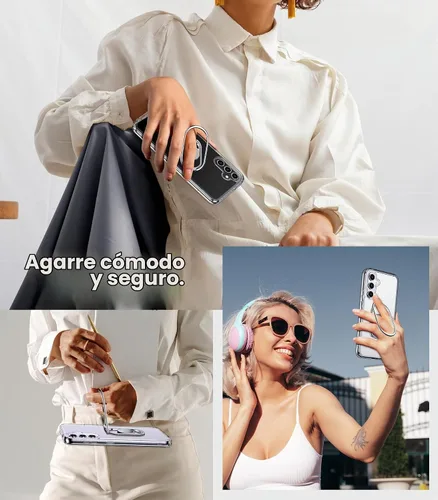 Vista 5 de Shields Up Funda para Samsung Galaxy S23 con Soporte, Funda Galaxy S23 Transparente con Soporte de Doble Anillo [Ajustable y Plegable] Funda