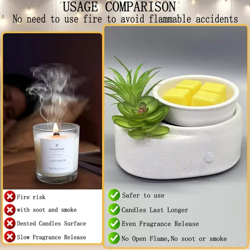 Vista 3 de Calentador de cera para velas perfumadas, calentador eléctrico de fragancia y aceite, calentador de velas 3 en 1 para oficina, dormitorio, regalo