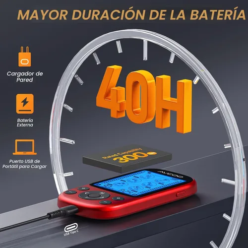 Vista 5 de AVCOO Estimulador muscular de unidad TENS de doble canal, máquina EMS TENS 3 en 1 con 24 modos y 40 niveles, masajeador EMS recargable para alivio