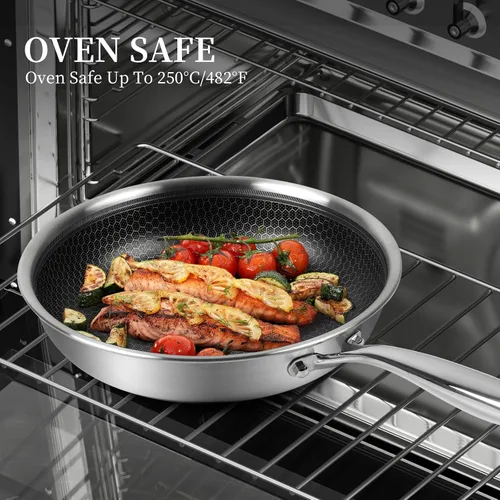 Vista 5 de Innerwell - Sartén de acero inoxidable de 8 pulgadas con revestimiento de nido de abeja antiadherente, sartén para huevos y tortillas, cocina