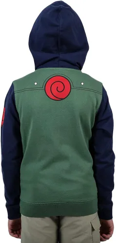 Vista 5 de Bioworld Naruto Anime Classic Kakashi Jonin - Sudadera con capucha para niños con cremallera Multicolor