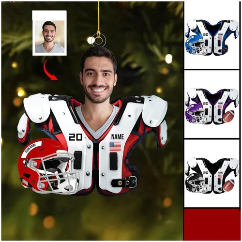 Vista 13 de Adorno de Navidad de fútbol americano personalizado, adorno de fútbol americano, adornos de Navidad de fútbol americano personalizados, adornos