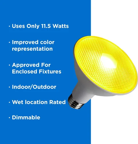 Vista 2 de Satco S29484 - Bombilla LED de color PAR38 de 11,5 vatios, color amarillo
