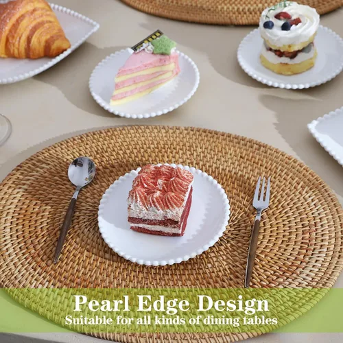 Vista 3 de Juego de 18 platos de postre de porcelana de 5.5 pulgadas, pequeños platos de cerámica para aperitivos, juegos de mini vajilla redondos, resistentes