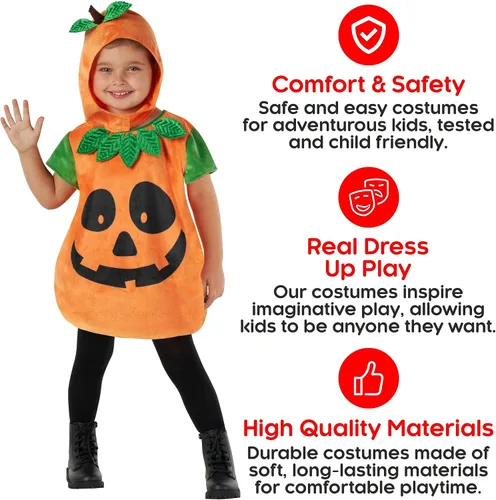 Vista 4 de Morph Disfraz de calabaza para niños pequeños, disfraz de calabaza de Halloween para niños, disfraz de calabaza para niñas y niños, disfraz