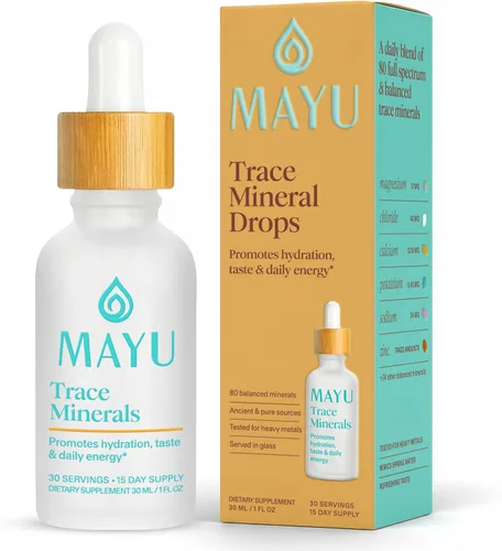 Vista 10 de MAYU Trace Mineral Drops - 3 botellas - 80+ minerales iónicos de espectro completo para agua - Suplemento mineral de gran sabor para hidratación