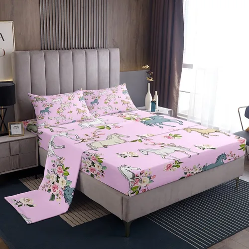 Vista 12 de Erosebridal Highland Cow - Juego de sábanas de tamaño individual con diseño de rosas para niños, niñas, adolescentes, adultos, animales salvajes