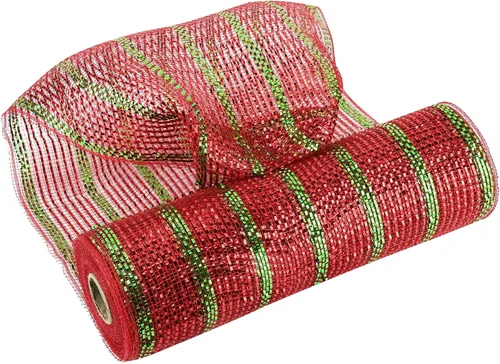 Vista 11 de MEEDEE Cinta de malla dorada de 10 pulgadas de ancho x 30 pies - Rollo de malla metálica decorativa para coronas de árbol de Navidad, guirnalda