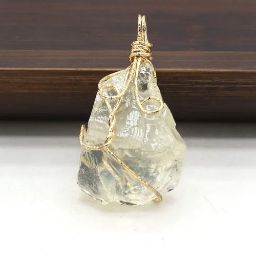 Vista 5 de LHJ 6 colgantes de cristal natural crudo irregular, piedra de energía curativa de Reiki, envueltos en cobre para hacer joyas, collares, meditación