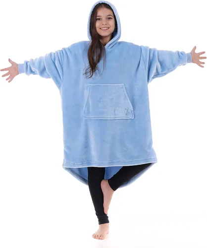 Vista 9 de THE COMFY Dream Jr para niños Manta portátil de forro polar de microfibra ligera con capucha y bolsillo Visto en Shark Tank