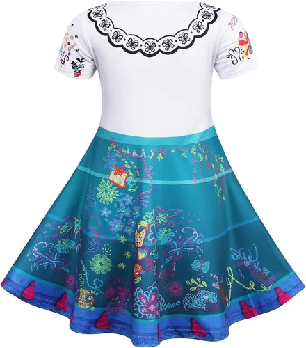 Vista 2 de HenzWorld Vestido Mirabel para niñas, disfraz de la familia Madrigal, disfraz de Isabella para fiesta de cumpleaños, ropa de regalo