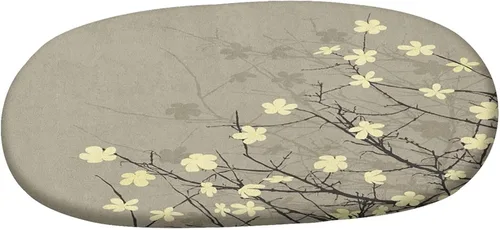 Vista 3 de Mantel ajustable ovalado, mantel japonés de poliéster elástico, estilo retro, estampado de flores del este, se adapta a mesas ovaladas de hasta 36 x