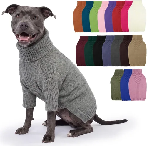 Vista 102 de IECOii Suéter de perro salchicha de cuello alto para perros pequeños, medianos y hembras, elástico y transpirable, abrigo de punto cálido, para Negro