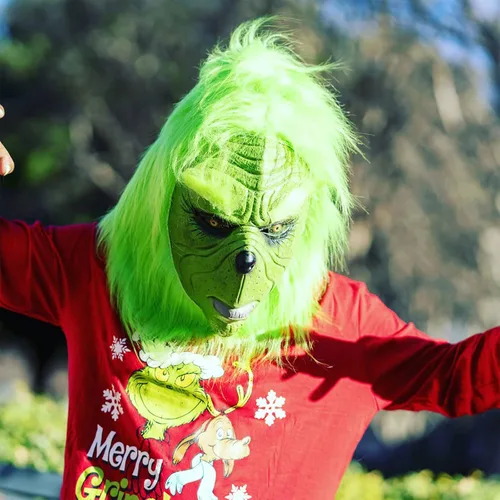 Vista 4 de Halford Green Monster Mask Christmas Cute Costumes Mask Latex Role Play Mask Xmas Funny Full Face Mask for Party Props