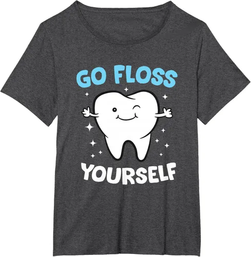 Vista 30 de Camiseta higienista dental, asistente dental, Go Floss Yourself dentista, Negro, S