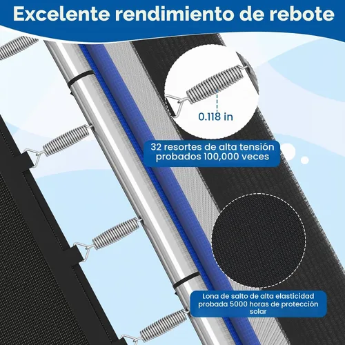 Vista 5 de GYMAX Cama Elástica para Niños, de 70” para Niños Pequeños con Columpio Desmontable, Barra Horizontal y Red de Protección Completa, Cama Elástica