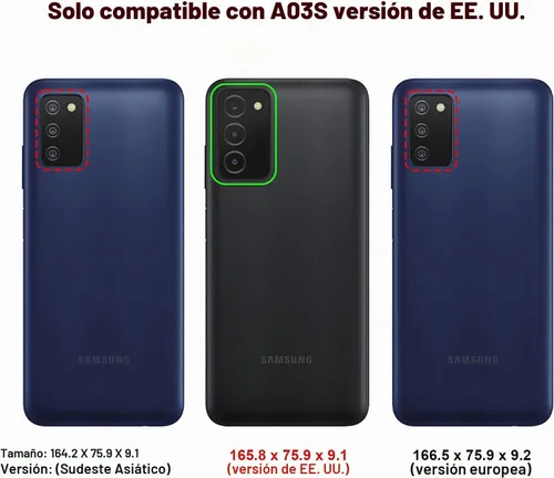Vista 2 de Funda para teléfono Samsung Galaxy A03s: Fundas delgadas de silicona a prueba de golpes híbridas bonitas fundas protectoras - TPU duradero de doble