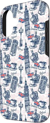 Vista 2 de Funda para iPhone 16 London con Big Ben, Booth, Union Jack, funda de té inglés