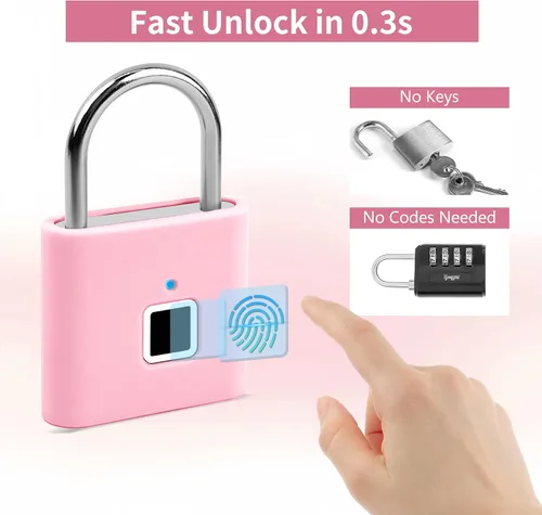 Vista 7 de UMIKSMART - Candado inteligente de huellas dactilares, combinación de candado sin llave con carga USB, impermeable para bicicleta, casillero