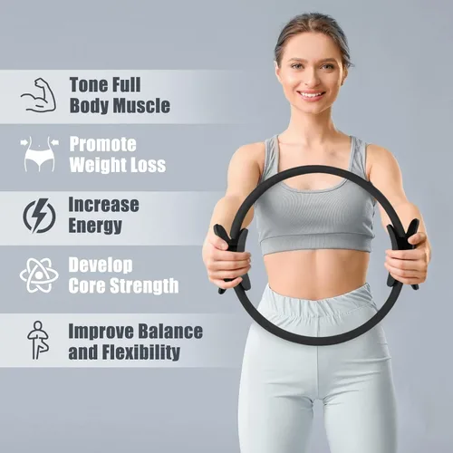 Vista 4 de RitFit Anillo circular de pilates – Círculo mágico de fitness de 14 pulgadas para tonificar muslos interiores y exteriores, guía de entrenamiento